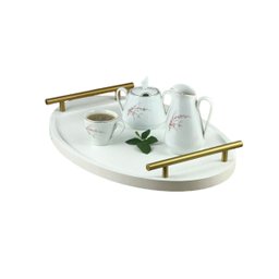 Bandeja Cantinho Café Decorativa da Manhã Escritório 46x26:branco/dourado - 4
