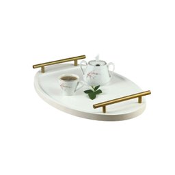 Bandeja Cantinho Café Decorativa da Manhã Escritório 46x26:branco/dourado - 2