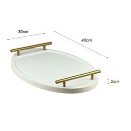Bandeja Cantinho Café Decorativa da Manhã Escritório 46x26:branco/dourado - 8