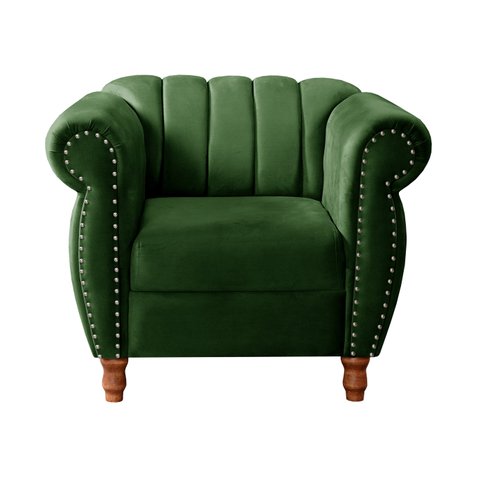 Poltrona Realeza Chesterfield Cadeira Vintage Decoração Retrô - Veludo Verde