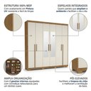 Ver imagem 4 de Guarda-Roupa Casal 6 Portas, 2 Gavetas, Pés e Espelho MDF Cuiabá Cinamomo/Off White