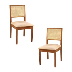 Conjunto de 2 Cadeiras Versalhes - Madeira Maciça Encosto em Tela Sextavada - Távoli Decor