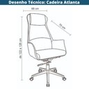 Ver imagem 5 de Cadeira Escritório Giratória Presidente Atlanta Rivatti Revestimento Pu Cinza Base Estrela Cromada
