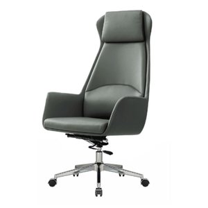 Cadeira Escritório Giratória Presidente Atlanta Rivatti Revestimento Pu Cinza Base Estrela Cromada