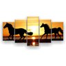 Kit Placa Decorativa Mosaico 5 Pçs Cavalos Ao Por Do Sol - 1