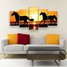 Kit Placa Decorativa Mosaico 5 Pçs Cavalos Ao Por Do Sol - 2