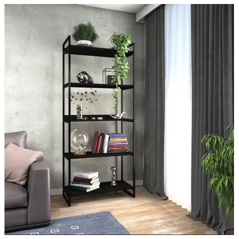 Estante Multiuso Industrial Ferro e Madeira C/ 5 Prateleiras