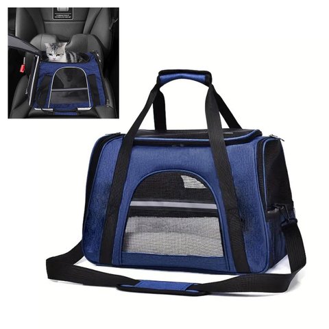 Bolsa Transporte Cao Gato Cachorro Pet Faixa Refletiva Animal de Estimaçao Pequeno Porte Viagem Pass