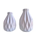 Ver imagem 1 de Dupla vaso centro de mesa branco trabalhado geométrico 3D