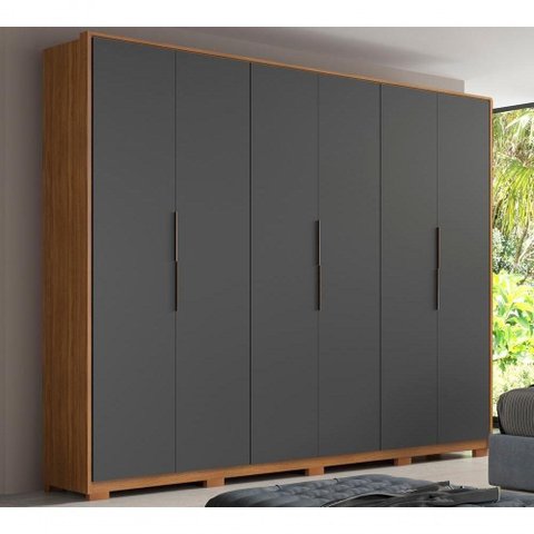 Guarda Roupa Casal 6 Portas Com Pes Atrice Amendola Grafito