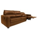 Ver imagem 5 de Sofá Sala de Cinema Elétrico Maldivas Reclinável Retrátil 4 Lugares 281cm Couro Caramelo Brilho G40