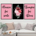 Ver imagem 1 de Kit Quadro Decorativo Sempre Foi Deus Flor 45x34cm 3 Peças