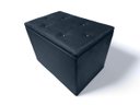 Ver imagem 1 de Puff Baú c/ Botão Banqueta Suede Organizar Decorar 55cm Preto