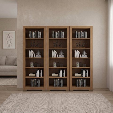 Kit 3 Estantes de Livros 63CMX187CM Multiuso 5 Prateleiras Flex Marrom/Cinamomo
