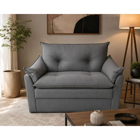 Sofá Compacto 2 Lugares Suede Confortável Minnors 1,20 Mts Cor:Cinza