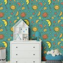 Ver imagem 1 de Papel de Parede Infantil - Lua, Sol e Estrelas 4 Arte Destaque 2,50 Metros