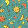 Papel de Parede Infantil - Lua, Sol e Estrelas 4 Arte Destaque 2,50 Metros - 2