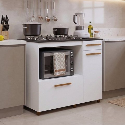 Balcão para Cooktop e Forno 2 Portas 1 Gaveta Clara Yescasa