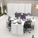 Ver imagem 1 de Estação Trabalho Ilha de Canto em L 120x60cm com Gavetas Netmobil - Branco