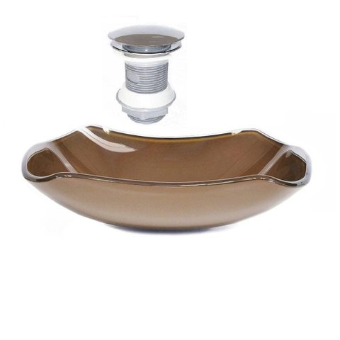 Cuba de Vidro Abaulada 45cm Marrom + Valvula Click
