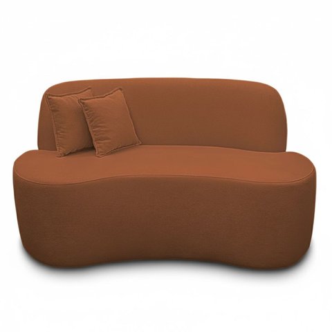 Sofá Ondulado Orgânico Pequeno 2 Lugares Sala Bouclé:bouclé Terracota