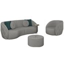 Ver imagem 1 de Conjunto Decorativo Sofá 288cm e Poltrona Clarke com Puff Round Veludo Cinza Claro - Gran Belo