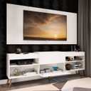 Ver imagem 2 de Rack com Painel para TV Até 60 Polegadas Milão 1 Porta 2 Prateleiras Branco - Panorama Móveis