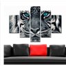 Quadro Decorativo Tigre Olhos Azuis Mdf 115X60Cm 5 Peças - 1