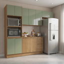 Ver imagem 1 de Cozinha Completa Modulada 4 Peças Vibra com Torre Quente e Balcão com Tampo Canela/Verde Pistache