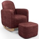 Ver imagem 1 de Poltrona de Amamentação com Balanço e Puff Orgânico Saori W01 Linho Bordo - Lyam Decor