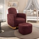 Ver imagem 5 de Poltrona de Amamentação com Balanço e Puff Orgânico Saori W01 Linho Bordo - Lyam Decor