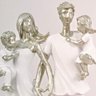 Enfeite Estátua Família Com 2 Filhos 25X14X8Cm Branco Prata - 4