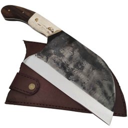 Cutelo Servio Artesanal Aço Cirúrgico Inox 420c Lâmina de 22cm Brut Forge Monobloco Madeira e Osso - 1 Cutelo Servio Artesanal Aço Cirúrgico Inox 420c Lâmina de 22cm Brut Forge Monobloco Madeira e Osso - 1