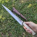 Ver imagem 4 de Faca Língua de Chimango 10' Artesanal Aço Cirúrgico Inox 420c Monobloco Cabo de Osso