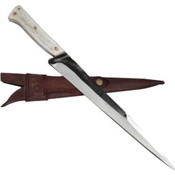 Faca Língua de Chimango 10' Artesanal Aço Cirúrgico Inox 420c Monobloco Cabo de Osso - 1