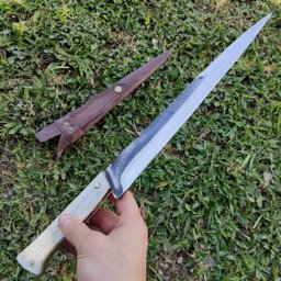 Faca Língua de Chimango 10' Artesanal Aço Cirúrgico Inox 420c Monobloco Cabo de Osso - 9