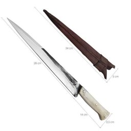 Faca Língua de Chimango 10' Artesanal Aço Cirúrgico Inox 420c Monobloco Cabo de Osso - 5