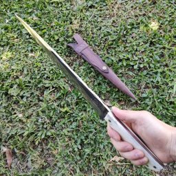 Faca Língua de Chimango 10' Artesanal Aço Cirúrgico Inox 420c Monobloco Cabo de Osso - 6