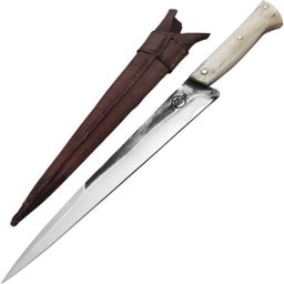 Faca Língua de Chimango 10' Artesanal Aço Cirúrgico Inox 420c Monobloco Cabo de Osso - 7