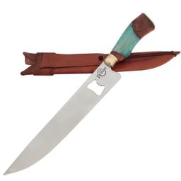 Faca Artesanal 10' Churrasco Abridor de Garrafas Cabo Híbrido Madeira Aço Inox Cirúrgico 420c - 3 Faca Artesanal 10' Churrasco Abridor de Garrafas Cabo Híbrido Madeira Aço Inox Cirúrgico 420c - 3