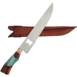 Faca Artesanal 10' Churrasco Abridor de Garrafas Cabo Híbrido Madeira Aço Inox Cirúrgico 420c - 1 Faca Artesanal 10' Churrasco Abridor de Garrafas Cabo Híbrido Madeira Aço Inox Cirúrgico 420c - 1