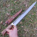 Ver mais imagens de Faca Javalizeira Artesanal 12' Caça Javali com Guarda Aço Carbono 1070 Brut Forge