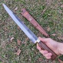 Ver imagem 6 de Faca Javalizeira Artesanal 12' Caça Javali com Guarda Aço Carbono 1070 Brut Forge