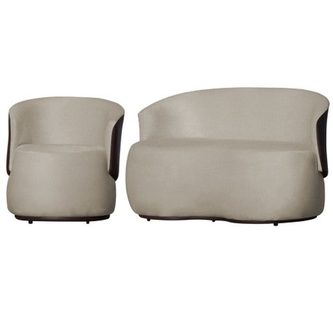 Namoradeira 2 Lugares e 1 Poltrona Orgânica Beatriz Suede Bege/sintético Marrom - Divalê Shop