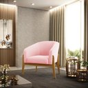 Ver imagem 2 de Poltrona Stella Suede Rosa Bebê Base Madeira Castanho - D'rossi Drossi