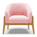 Ver imagem 3 de Poltrona Stella Suede Rosa Bebê Base Madeira Castanho - D'rossi Drossi