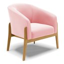 Ver imagem 1 de Poltrona Stella Suede Rosa Bebê Base Madeira Castanho - D'rossi Drossi