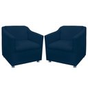 Ver imagem 1 de Kit 02 Poltronas Decorativa Tilla Pés Cromados Suede Bege - DS Estofados Azul Marinho