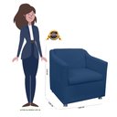 Ver imagem 4 de Kit 02 Poltronas Decorativa Tilla Pés Cromados Suede Bege - DS Estofados Azul Marinho
