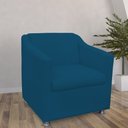 Ver imagem 5 de Kit 02 Poltronas Decorativa Tilla Pés Cromados Suede Bege - DS Estofados Azul Marinho